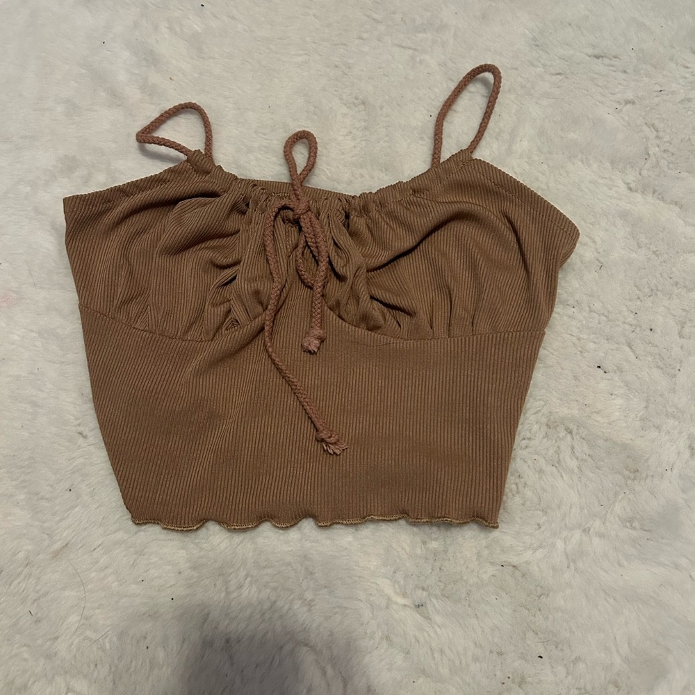 SHEIN Brown Ruched Tie Front Camisole